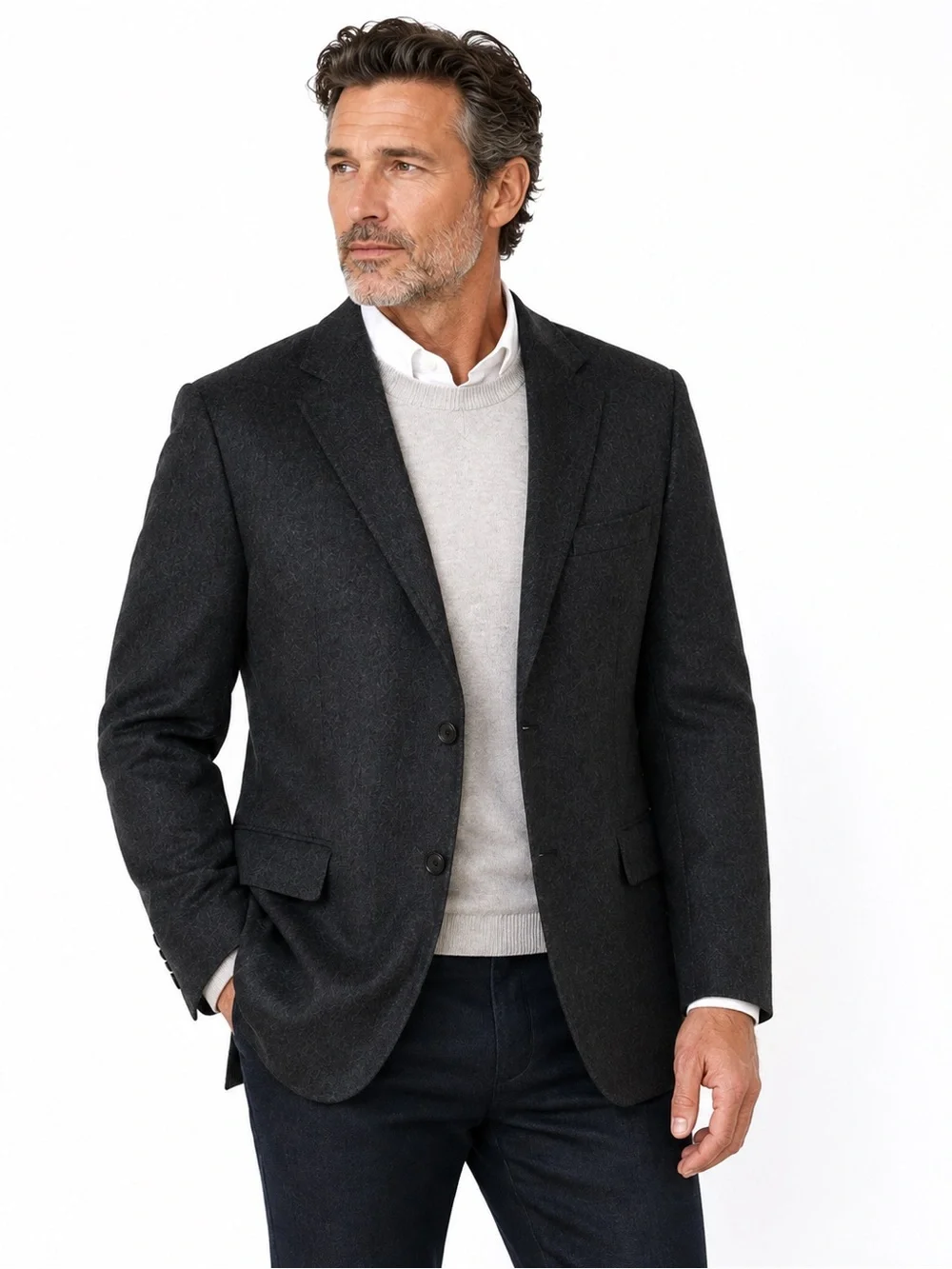 Vintage Cordovan & Grey Ltd. Charcoal 100% Cashmere Blazer Jacket 44R